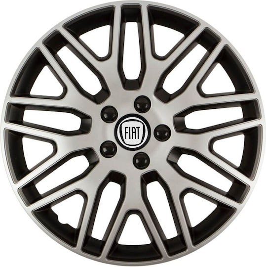 Car Wheel Hubcaps Versaco 13" Dakar Silver Black Black Bolts 3d Metal Logo Fiat 4 Pieces