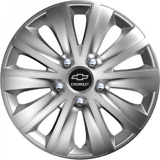 Car Wheel Hubcaps Versaco Rapid Hc Silver 14" 3d Metal Logo Chevrolet 4 Pieces