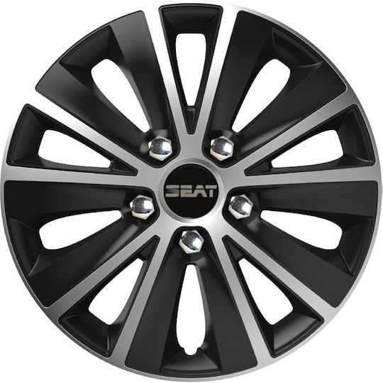 Auto Radkappen Versaco Rapide Nc Schwarz Chrom Silber Schrauben 13 Zoll Kompatibilität 3d Metallisch Seat 4 Stücke