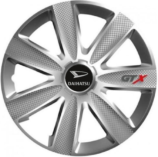 Car Wheel Hubcaps Versaco Carbon Gtx 13" 3d Metal Logo Daihatsu 4 Pieces