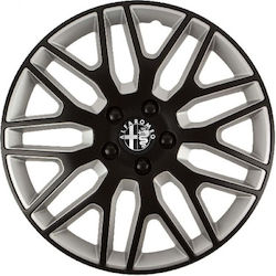 Car Wheel Hubcaps Versaco Dakar Black Silver Black Bolts 14" 3d Metal Logo Alfa Romeo 4 Pieces