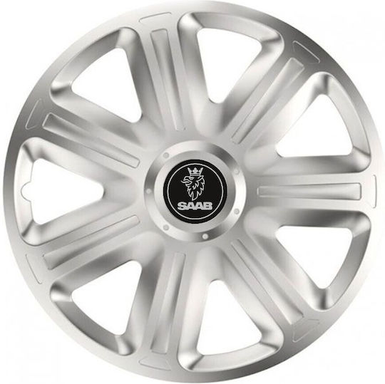 Car Wheel Hubcaps Versaco Comfort 13" Silver 3d Metal Logo Saab 4 Pieces