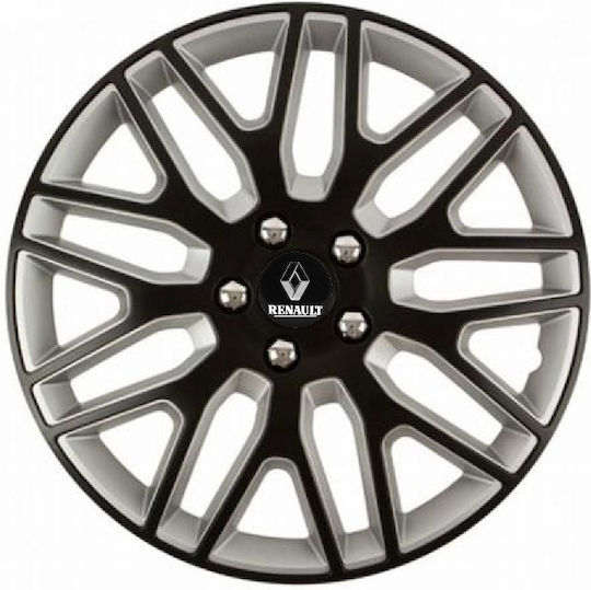Car Wheel Hubcaps Versaco Dakar Nc Black Silver 16" 3d Metal Logo Renault 4 Pieces