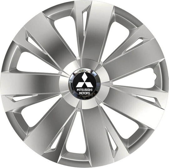 Car Wheel Hubcaps Versaco Energy Rc Silver 13" 3d Metal Logo Mitsubishi 4 Pieces