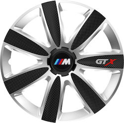 Car Wheel Hubcaps Versaco Gtx Carbon Black Silv...