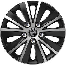Car Wheel Hubcaps Versaco Paris Black Chrome Si...