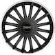 Car Wheel Hubcaps Versaco 14" Crystal So Black Cbx 3d Metal Logo Seat 4 Pieces