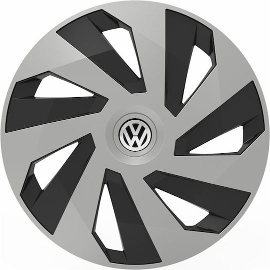 Тасии Троховe Автомобилни Versaco Vector Хромирани Черни 15" С 3d Метален Емблема Vw 4 Броя