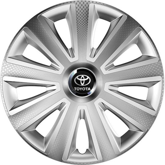 Car Wheel Hubcaps Versaco Aviator Carbon Rc Chrome 15" 3d Metal Logo Toyota 4 Pieces