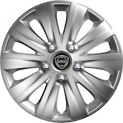 Car Wheel Hubcaps Versaco Rapid Hc Silver 14" 3d Metal Logo Lancia 4 Pieces