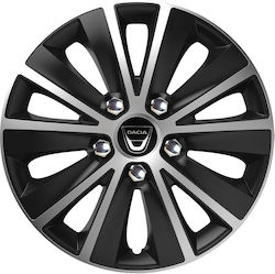 Тасии Трохове Автомобилни Versaco Paris Черно Хромирано Сребристо Болтове 15" Знак 3d Метален Dacia 4 Броя