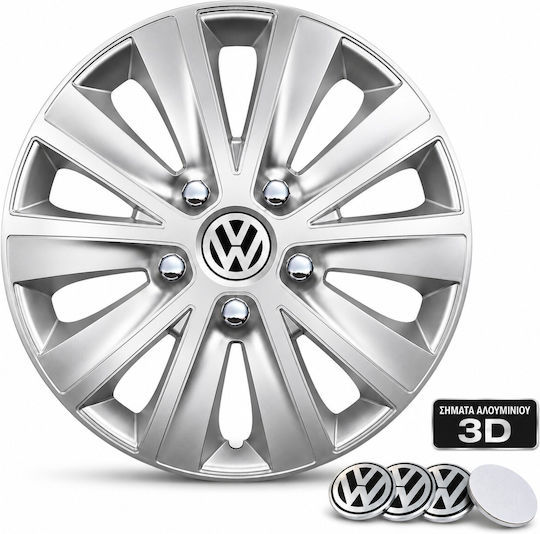 Тасии Троховe Автомобилни Versaco Rapide Nc Хромирани 14" С Емблема 3d Метална Vw 4 Броя