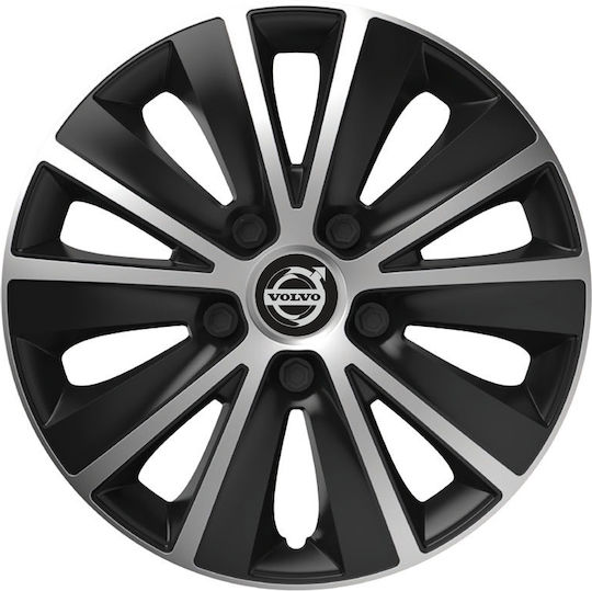 Car Wheel Hubcaps Versaco Rapide Black Chrome Black Bolts 15" 3d Metal Logo Volvo 4 Pieces