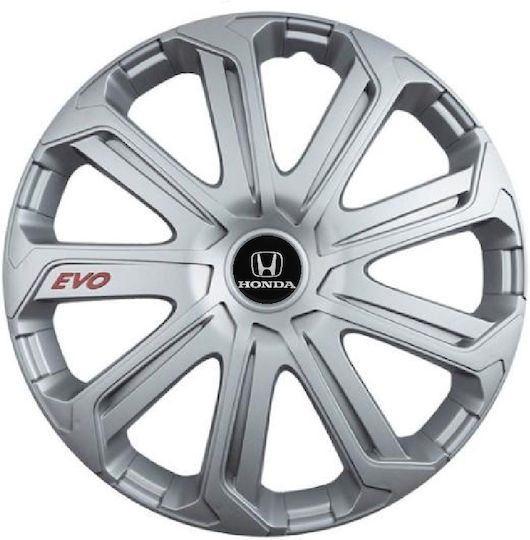 Car Wheel Hubcaps Versaco Evo Silver 14" 3d Metal Logo Honda 4 Pieces