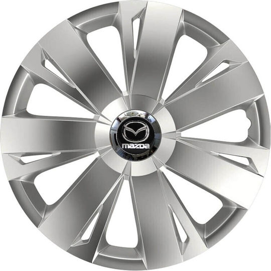 Car Wheel Hubcaps Versaco Energy Rc Silver 14" 3d Metal Logo Mazda 4 Pieces