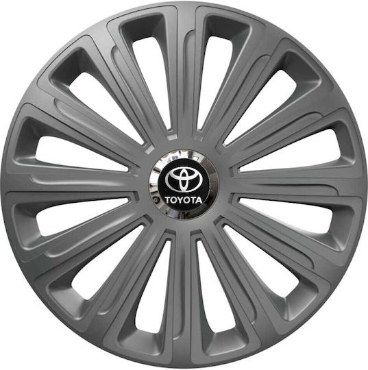 Car Wheel Hubcaps Versaco 14" Trend Rc Graphite Chrome Rings Cbx 3d Metal Logo Toyota 4 Pieces