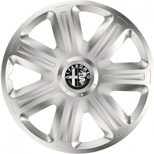 Car Wheel Hubcaps Versaco Comfort 16" Silver 3d Metal Logo Alfa Romeo 4 Pieces