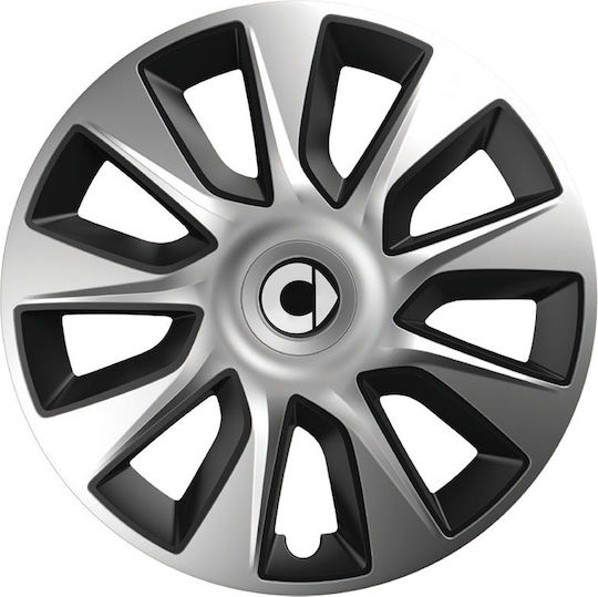 Тасии Трохове Автомобилни Versaco Stratos Хром Черни 14" Знак 3d Метален Smart 4 Броя