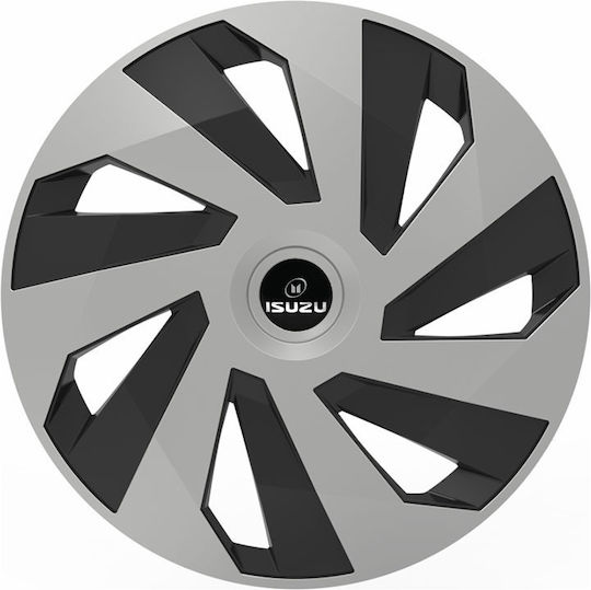 Car Wheel Hubcaps Versaco Vector Chrome Black 14" 3d Metal Logo Isuzu 4 Pieces