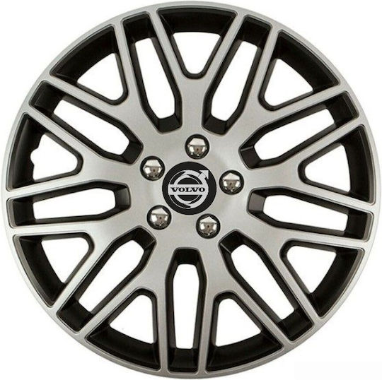 Car Wheel Hubcaps Versaco Dakar Nc Silver Black 13" 3d Metal Logo Volvo 4 Pieces