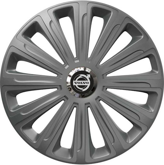 Car Wheel Hubcaps Versaco 15" Trend Rc Graphite Chrome Rings Cbx 3d Metal Logo Volvo 4 Pieces