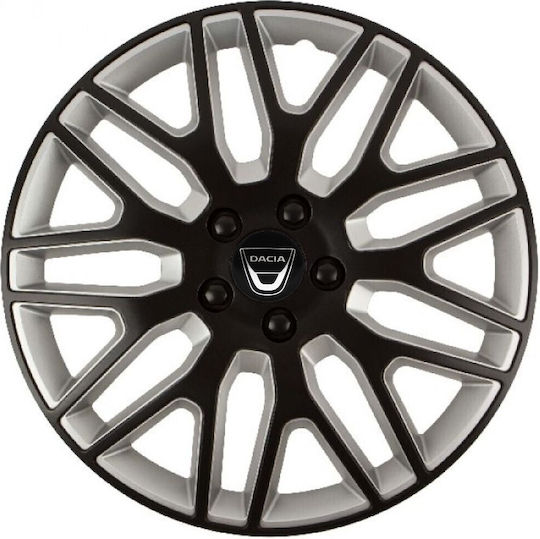 Тасии Трохове Автомобилни Versaco Dakar Черно Сребристо Болтове Черни 16" Знак 3d Метален Dacia 4 Броя