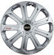 Car Wheel Hubcaps Versaco Evo Silver 14" 3D Metal Logo Seat 4 Pieces