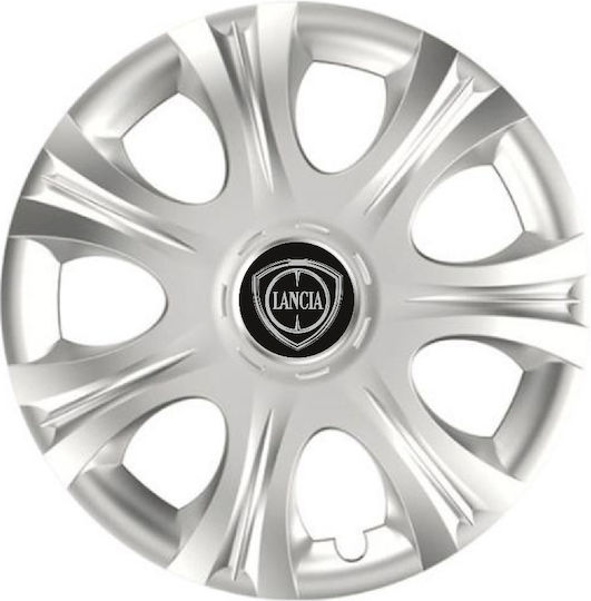 Car Wheel Hubcaps Versaco Impulse Silver 15" 3d Metal Logo Lancia 4 Pieces