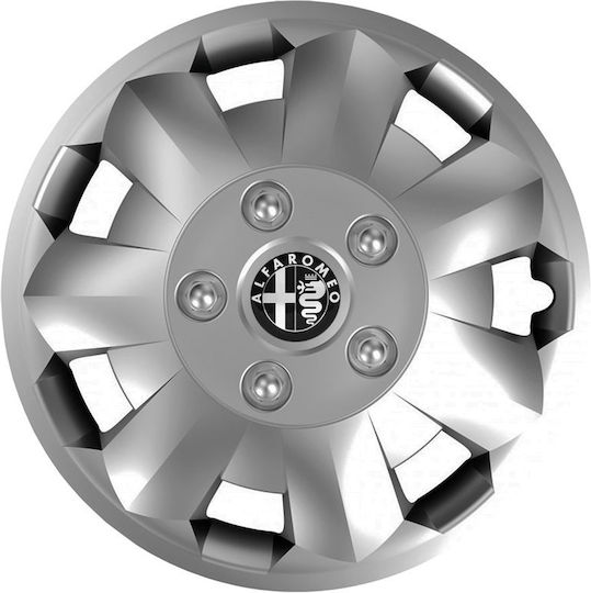Car Wheel Hubcaps Versaco Nova Silver 14" 3d Metal Logo Alfa Romeo 4 Pieces
