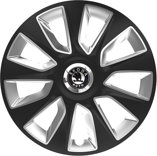 Тасии Трохове Автомобилни Versaco Stratos Rc Черно Хром 14" 3d Метална Емблема Skoda 4 Броя