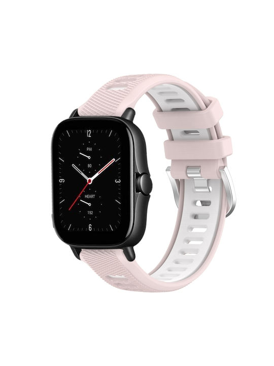 Amazfit Gts 2e 20mm Cross Texture Ζώνη Ρολογιού Πόρπη Σιλικόνης Δύο Χρωμάτων Ροζ+λευκό
