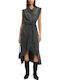 Midi Evening Drape Dress Gray-Khaki