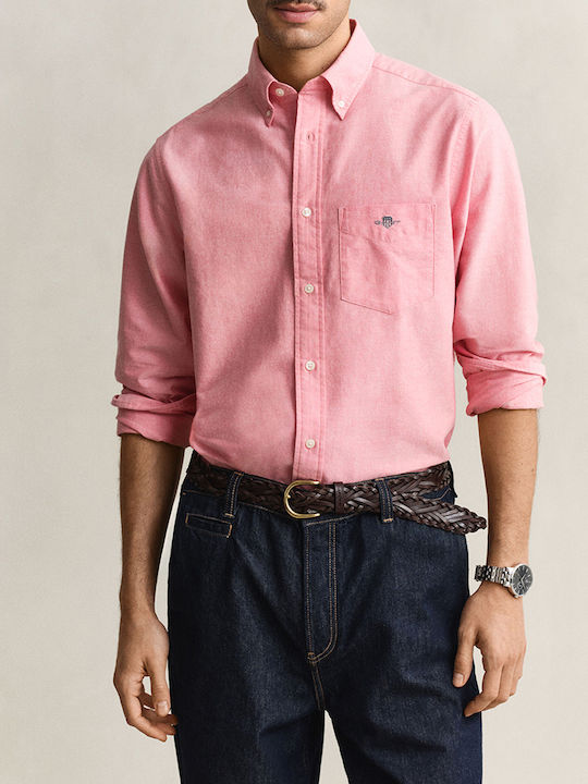 Reg Long Sleeve Cotton Shirt in Regular Fit Pink