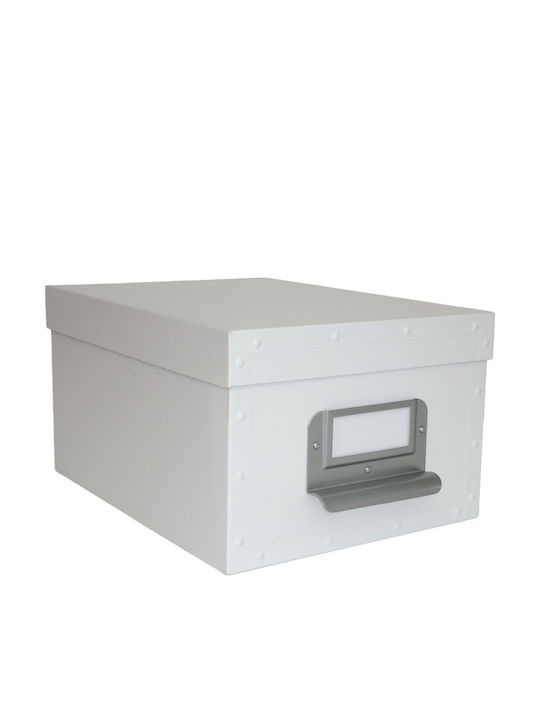 keleman Metallic Storage Box with Lid White 29x22x15.5cm