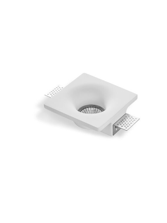 Eurolamp Square Plaster Recessed Spot with GU10 Socket White 12x12cm