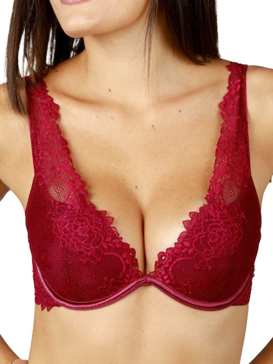 Red Push Up Bra With Underwire