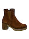 Leather Women's Ankle Boots Tabac Brown