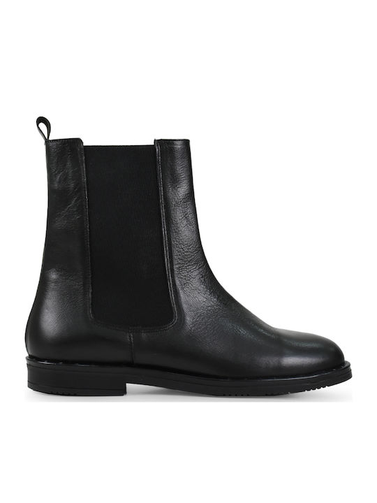 Leder Damen Stiefeletten Schwarz