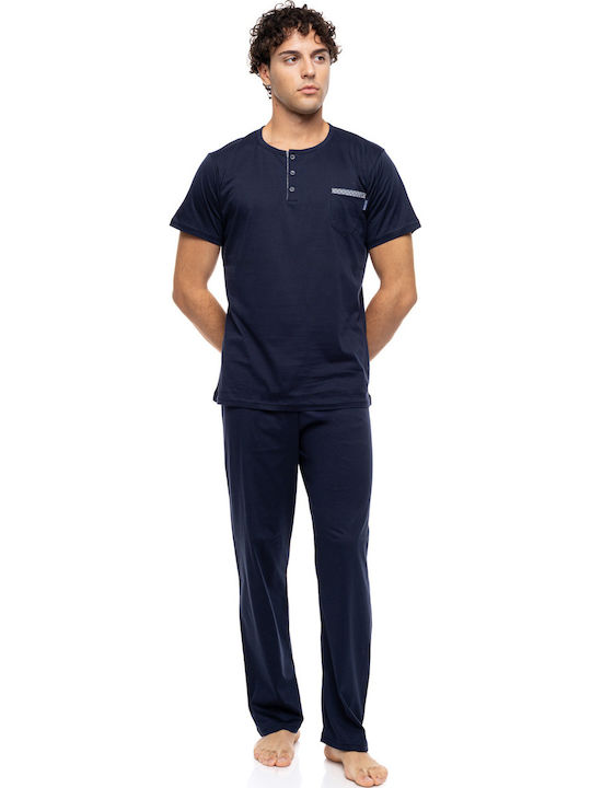 Ulisse Summer Men's Pyjama Yacht Blue Light Grey