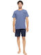 Ulisse Sommer Herrenpyjama Cosmos Blau