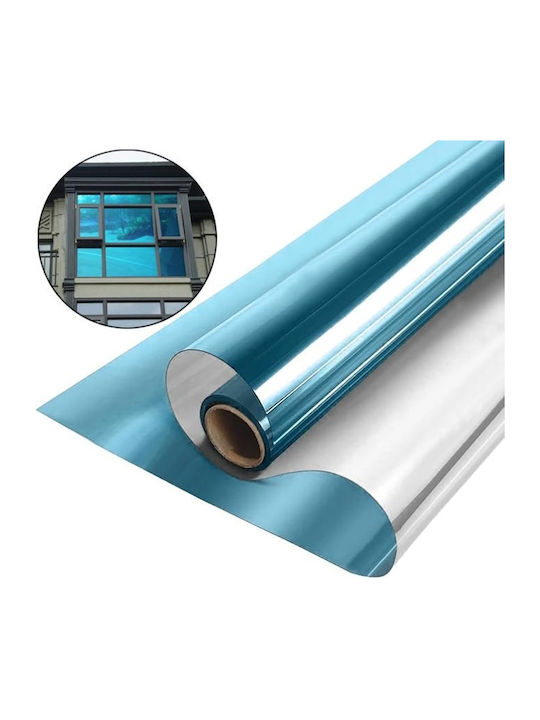 Folie Reflectorizantă Pentru Geam Efect Oglindă Zola Protecție Uv Solară 50 × 100 Cm 70% Transparență 30 Microni Albastru-deschis Argintiu