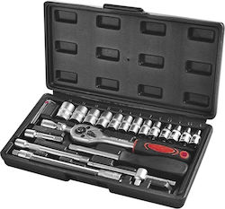 SGTT 25-Teiliges Werkzeug-Set 4-14 Mm Steckschlüssel 1/4 Ratschenschlüssel Verlängerungen Cr-v In Kunststoff-Tragekoffer SGTT 25-Teiliges Werkzeug-Set 4-14 Mm Steckschlüssel 1/4 Ratschenschlüssel Verlängerungen Cr-v In Kunststoff-Tragekoffer