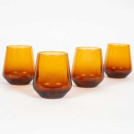 Hermia Set of Glass Water Glasses in Yellow Colour 425ml 4 Pieces