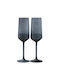 Hermia Set Brillen Champagner aus Glas in Schwarz Farbe Kelch 195ml 2 Stück