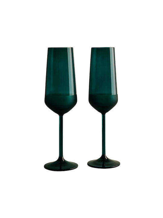 Hermia Set Of Green Glass Champagne Goblet Glasses 195ml 2 Pieces