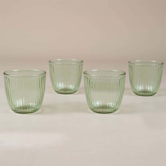 Hermia Set of Glass Water Glasses in Green Colour 290ml 4 Pieces