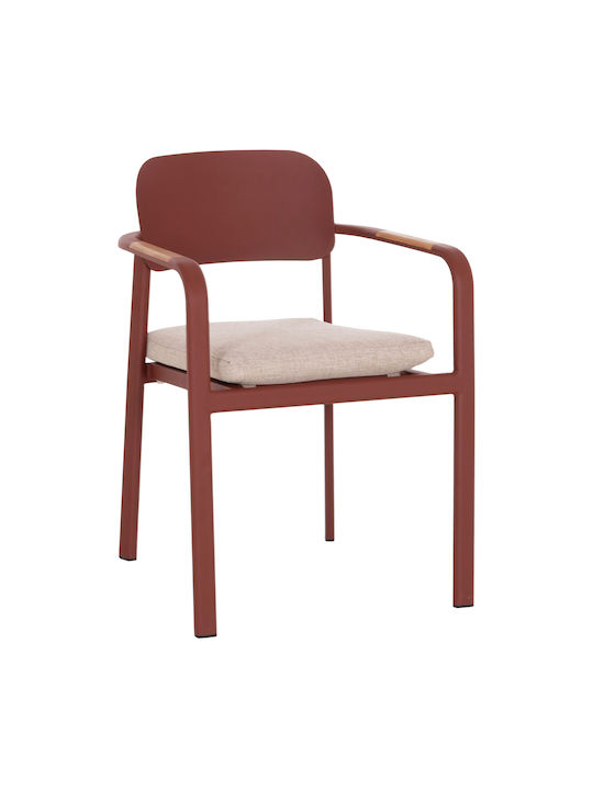 Elara Wooden Dining Armchair Terracotta 56x62x78cm