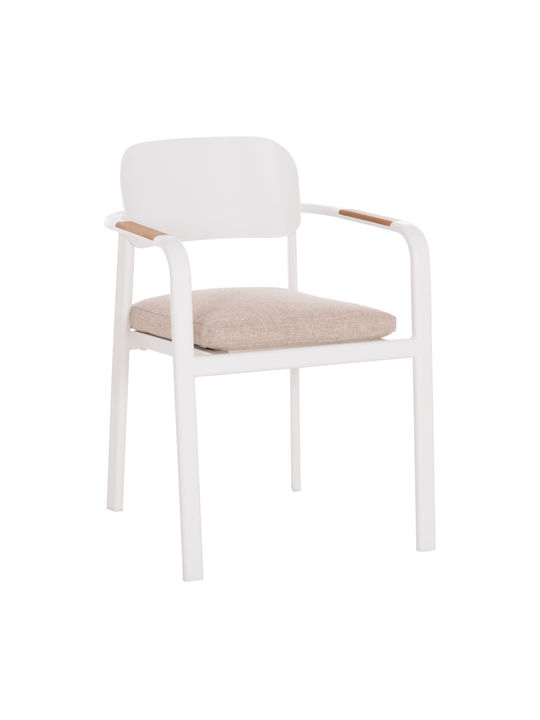Elara Wooden Dining Armchair Beige 56x62x78cm