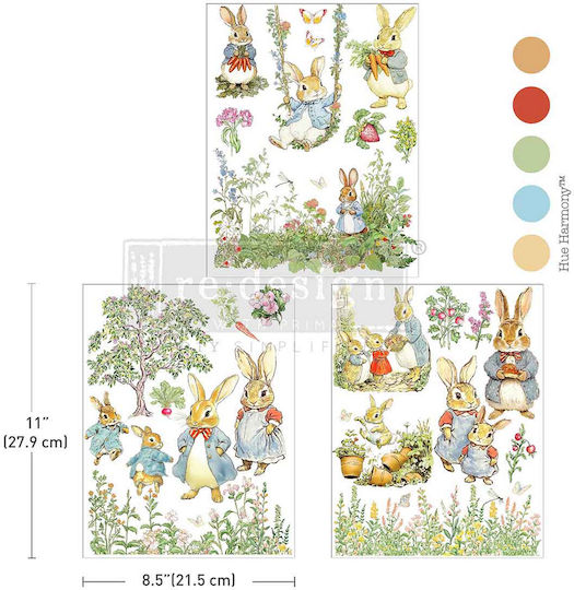 Decoupage Decor Transfer Prima Re-design Cottontail Diaries 28x21.5cm 3 Stück