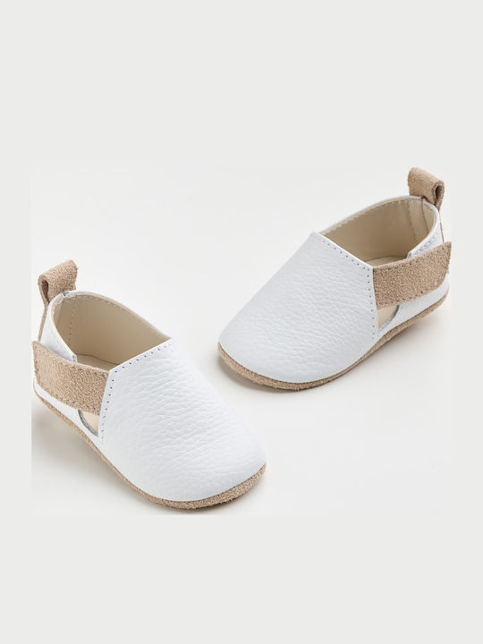 Ever Kid Christening Leather Soft Sole White Moccasins A600E